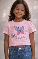 Cropped Infantil Borboleta 100% Algodão Menina 2 a 10 Anos