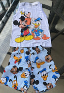 Conjunto Infantil Masculino Mickey e Pluto Regata + Short Estampado Verão 4 ao 10